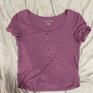 purple american eagle shirt